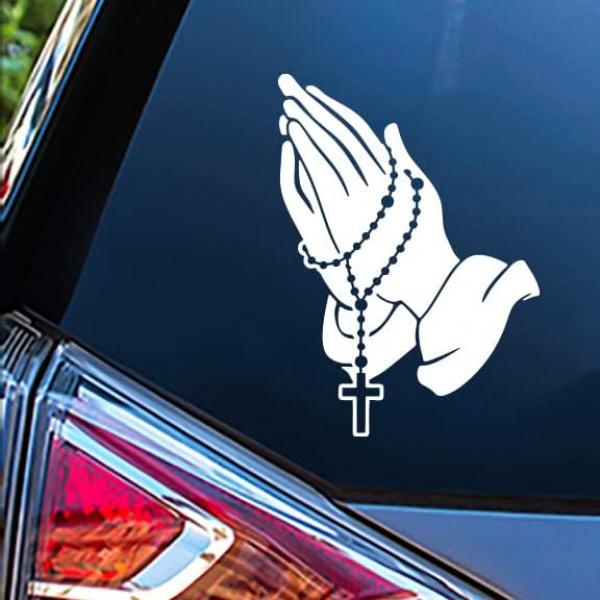 Cross Praying Hands God Vinyl Decal Sticker 4.5x6 Inches Religion ...