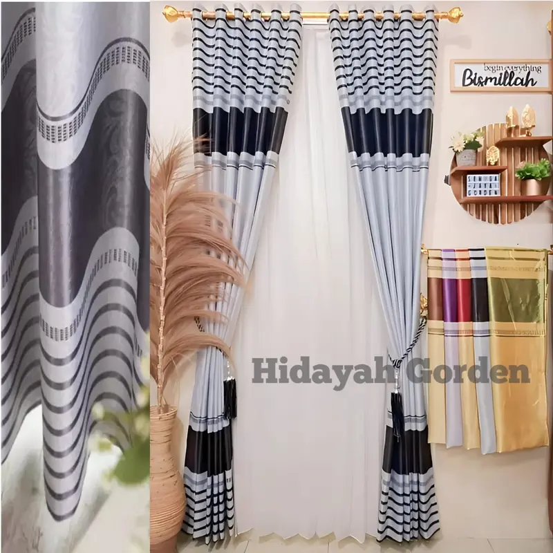 Gorden Jendela Ruang Tamu Minimalis Motif Garis Pelangi Untuk Pintu Kamar & Tirai Jendela Minimalis 0