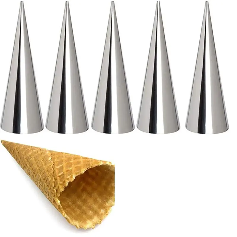 Home Accessories Stainless Steel Cream Horn Mold, 5pcs Kitchen Accessories Pastry Cone Shape Non-stick Cream Mould, Household Kitchen Products Croissant Mold 4