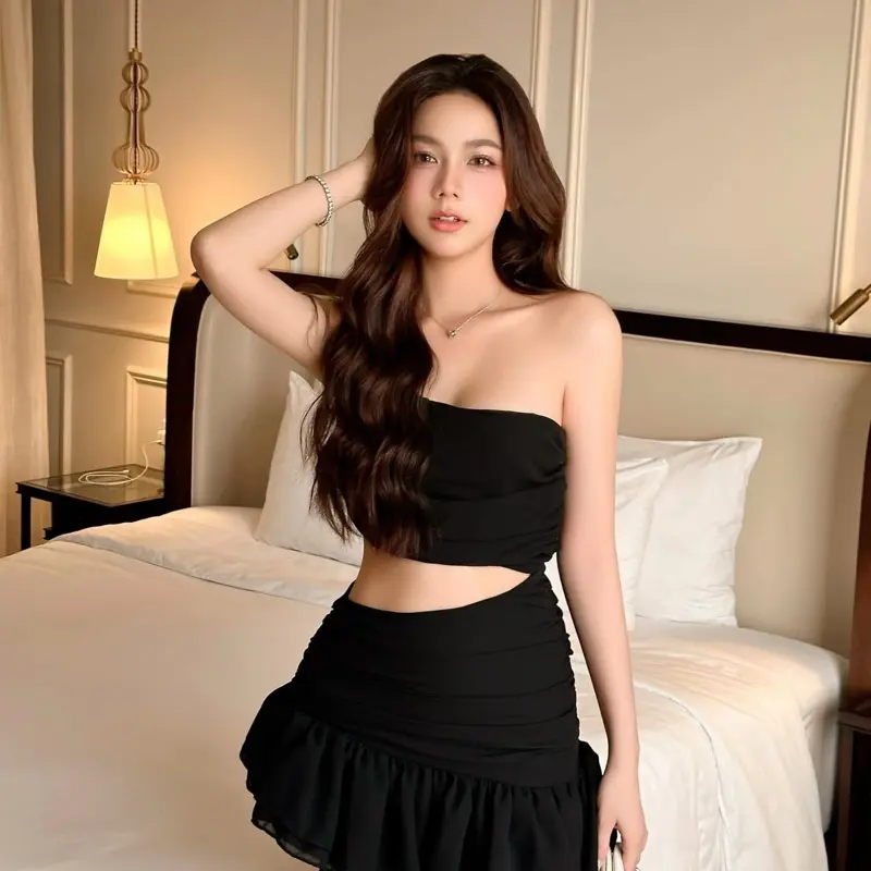 Joise Dress - Đầm tơ lệch vai khoét eo sexy đi tiệc - Maikaa Studio
