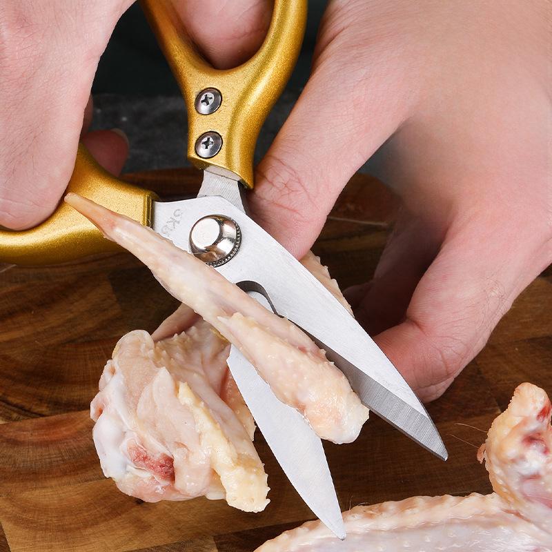 Household multifunctional stainless steel kitchen aluminum handle SK5 chicken bone scissors bottle opener shears chicken feet, scales and walnuts.Household multifunctional stainless steel kitchen aluminum handle SK5 chicken bone scissors bottle opener she 2