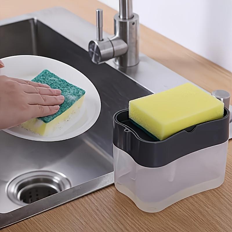 1pc Automatic Dish Soap Dispenser, Battery-Free, Manual Pump, Commercial Kitchen Dishwashing Station, Sponge Holder with Liquid Soap, Industrial Food Service Equipment 7