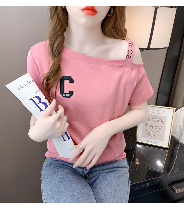 Product Introduction of Áo Phông Cotton Ngắn Tay, Nữ Và Cô Gái Nóng Bỏng, Trang Phục Mùa Hè, Phong Cách Hồng Kông, Ins, Dễ Thương Và Gợi Cảm, Sling, Trễ Vai, Cổ Áo Rộng Rãi, Áo Trễ Vai, Thời Trang 13