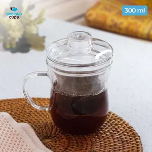 One Two Cups Cangkir Teh Saringan Kaca Tahan Panas Infuser Mug 300ml - RAL300 - Tinari