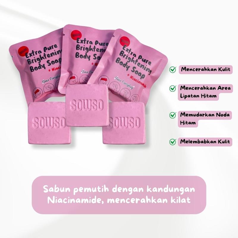 Product Introduction of Sowso Extra Pure Brightening Body Soap with niacinamide sabun mandi pemutih pencerah kulit 10