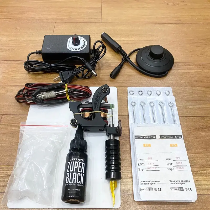 Bộ Combo 1 máy xăm trung cấp WORM HOLE , để các bạn học xăm và làm việc kim  xăm  tattoo
