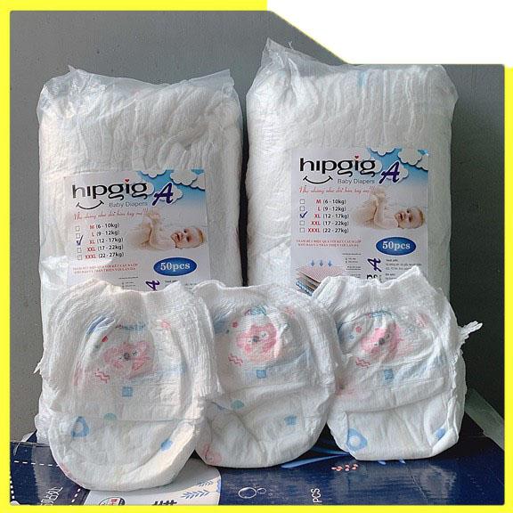 Combo 50 Miếng Tã quần, Bỉm quần HIPGIG A Trần Size M/L/XL/XXL/XXXL/4XL