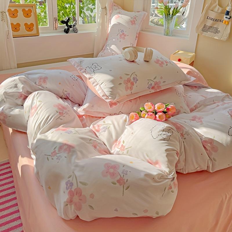 Product Introduction of Floral Print Bedding Set, 1 Count Bedspread & 1/2 Counts Pillowcase without Filler, Soft Comfortable Bedding Set for Home Bedroom 7