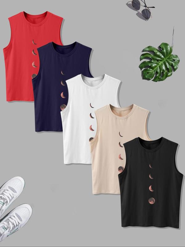 Casual Letter Print Round Neck Sleeveless Tops Casual Letter Print Round Neck Sleeveless Tops