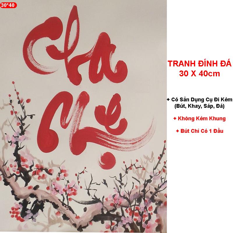 Tranh Cha Mẹ - Tranh Đính Đá 5D Tự Hoàn Thành Kích Thước 40x30cm - Tranh Gắn Đá DIY 3