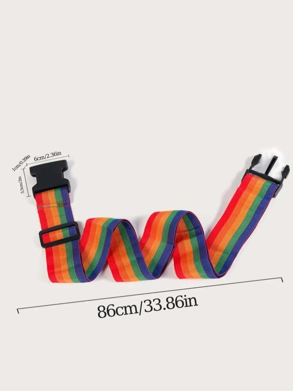 LGBT Portable Rainbow Stripe Print Luggage Strap, Nylon Travel Belt for Suitcase, Bag, Carry-on 1