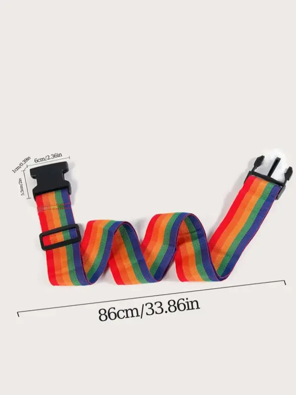 LGBT Portable Rainbow Stripe Print Luggage Strap, Nylon Travel Belt for Suitcase, Bag, Carry-on 1