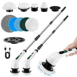 電気スピンスクラバー、交換可能なブラシヘッド付きの夏用ハンドヘルドスピンブラシクリーナー、充電式コードレスバスルームスクラバー、スクラブ用スピンブラシ、バスルームアクセサリー