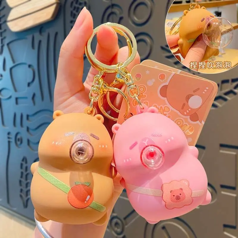 Gantungan Kunci Dekompresi Gelembung Kapibara Kartun Liontin Bubble Pop Anti stress Relief Toy