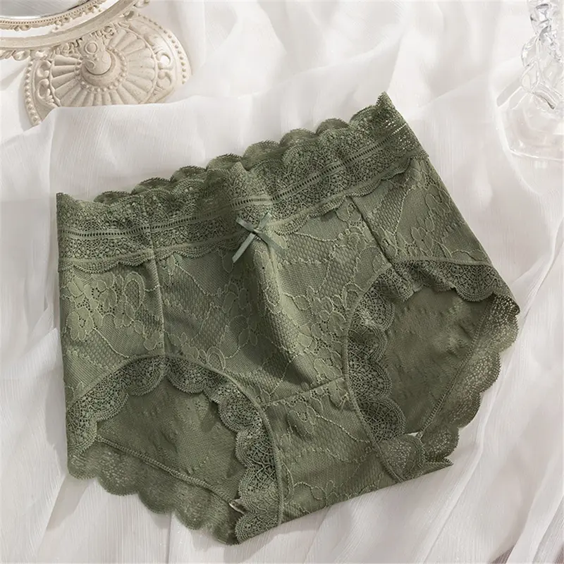Quần Lót Ren Mềm Cạp Cao Dành Cho Nữ, 6 Món, Khoét Lỗ, Liền Mạch, Trong Suốt, Thoáng Khí, Màu Trơn Quần Sịp 7
