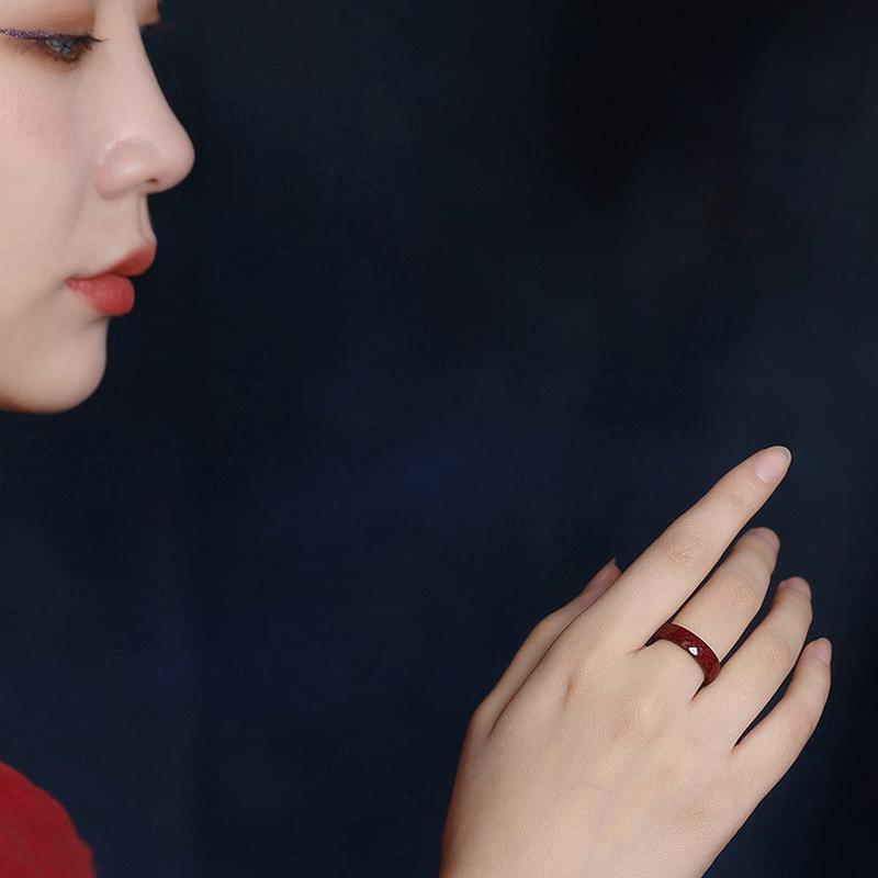 Zhen✪ Cinnabar Ring Attract Wealth Ring Protection Amulet Rings Good Luck Jewelry Gift 4