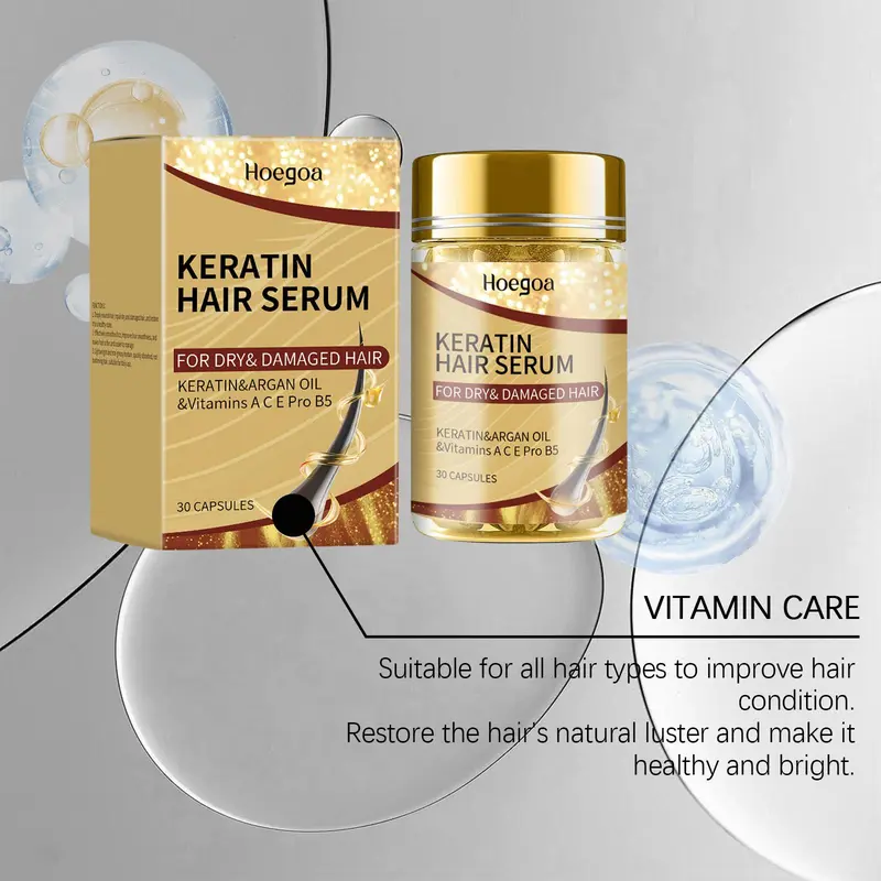 Moroccan Hair Serum Capsules, 30pcs/box Deep Moisturizing Hair Care Serum, Hair Care & Styling Product for Women & Men 5