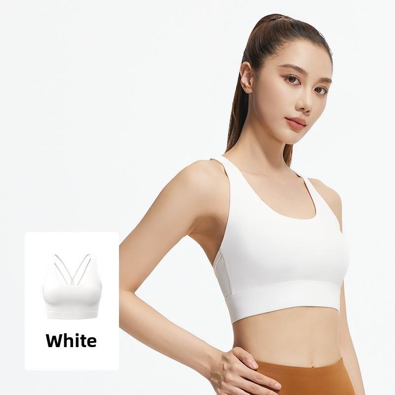 Alo Yoga New Style Back Cross Sports Bra Solid Color Halter Shockproof Gathering Fitness Yoga Underwear 5