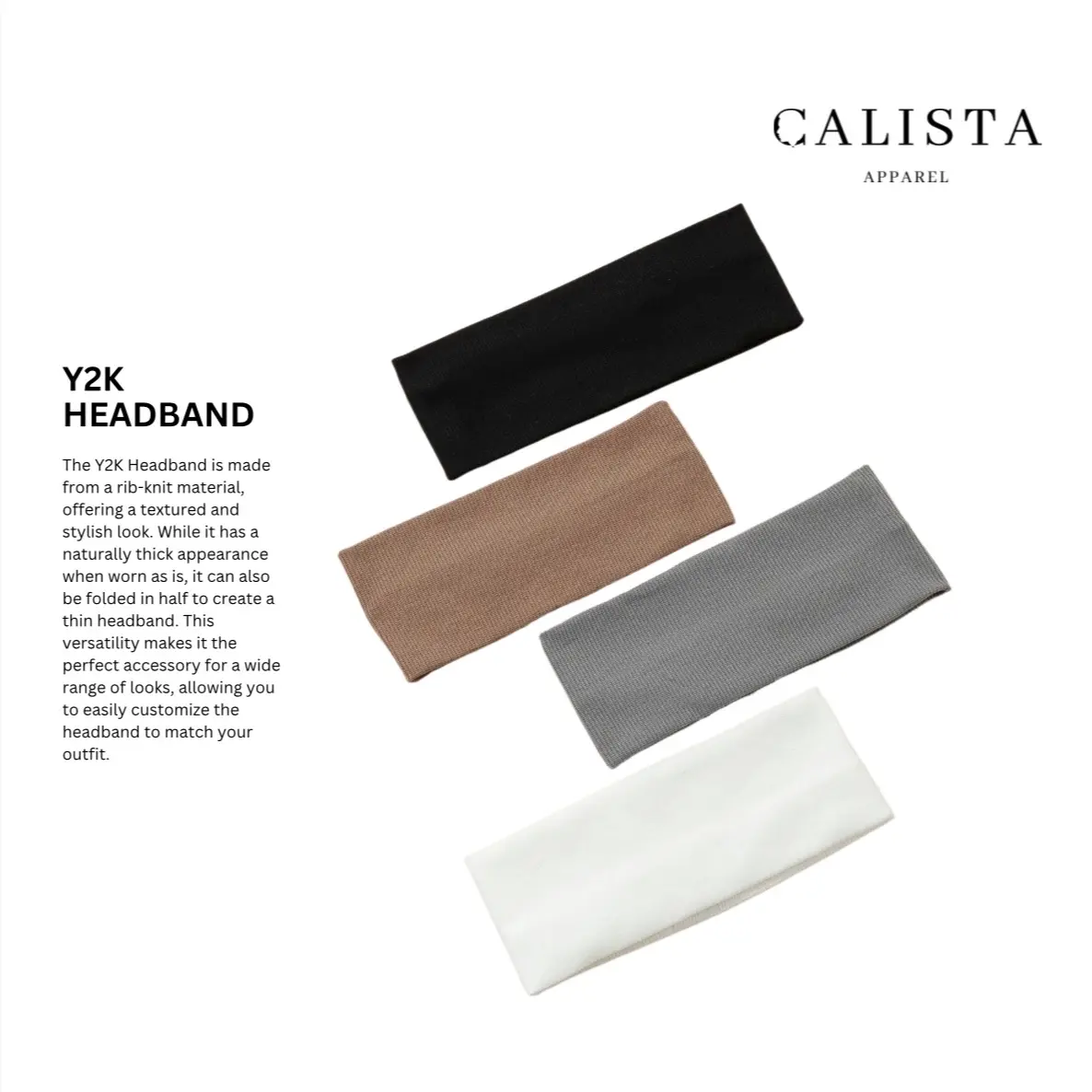 Y2K Rib Knit Headband by Calista Apparel