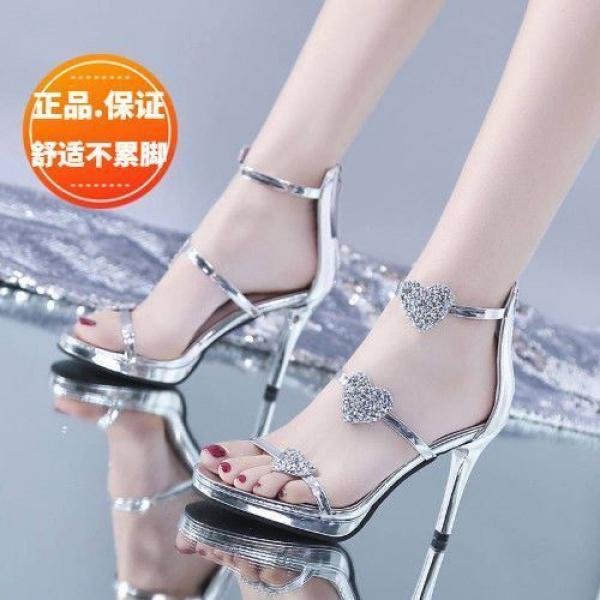 Dép Cao Gót, Phong Cách Người Nổi Tiếng, Dành Cho Nữ, Kiểu Giày Cao Gót, Đế Chống Thấm Nước, Đính Đá Gợi Cảm, Thích Hợp Cho Mùa Lò Xo Và Mùa Hè, Thiết Kế Khóa 0