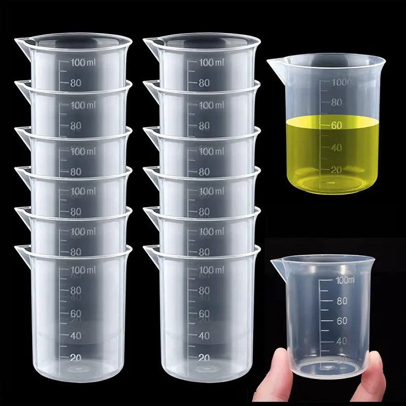 100ml Measuring Cup Transparent Scale Plastic Measuring Cup Baking Measuring Cup Without Handle Kitchen Bar Supplies