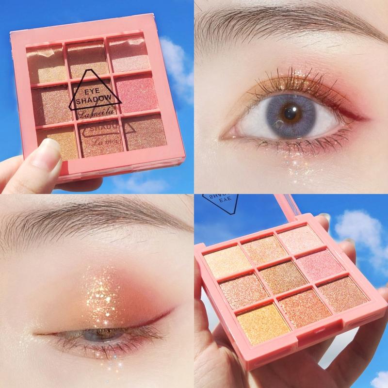  Bảng Phấn Mắt Lameila Chín Màu Lì Ngọc Trai Không Thấm Nước Lấp Lánh Kim Sa Làm Bằng Acrylic 