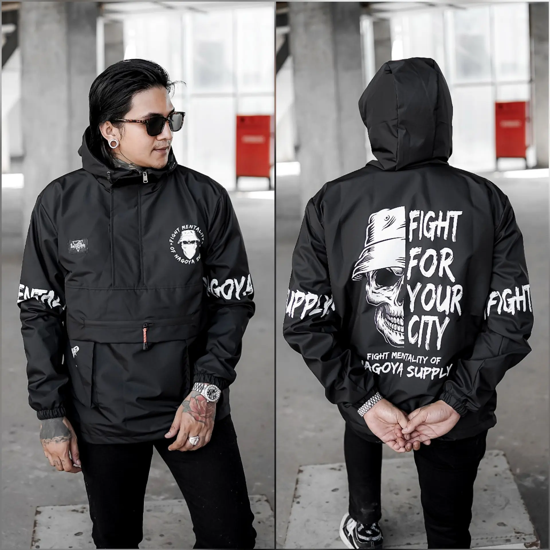 Jaket Parasut Pria - Jaket Cagoule Skull Original Nagoya - Jaket Waterproof Distro