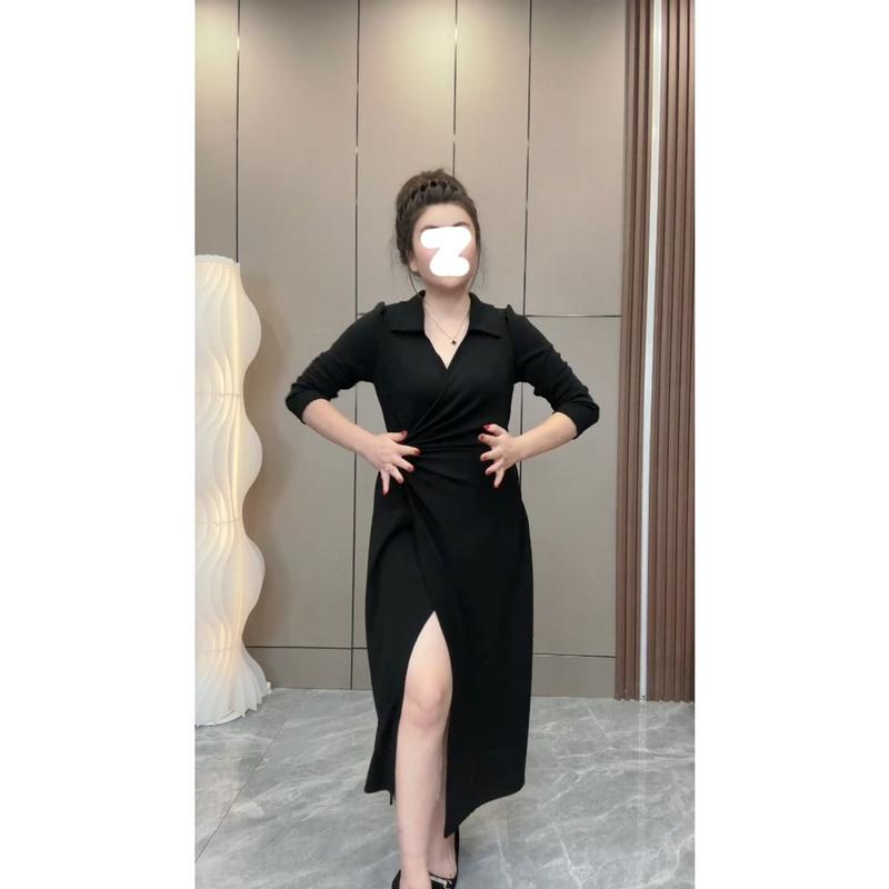 Đầm Bᶖgsize Thời Trang Nữ Bᶖgsize Đầm Bᶖgsize Xẻ Tà Thiết Kế Xoắn Và Xếp Eo Che Khuyết Điểm Tốt Đi Làm Đi Chơi Đều xᶖnh Đủ Size 50-90kg DA0037 3