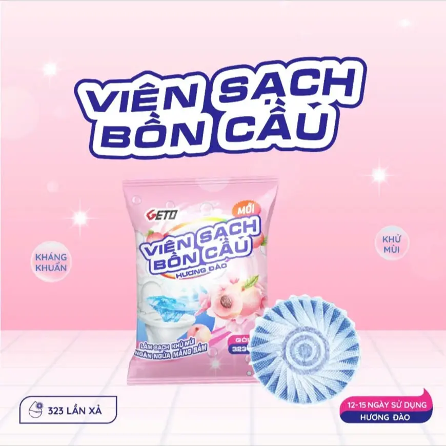 ( hàng tặng kèm ) Viên sạch bồn cầu  GETO hương đào 52g Làm Sạch Kem