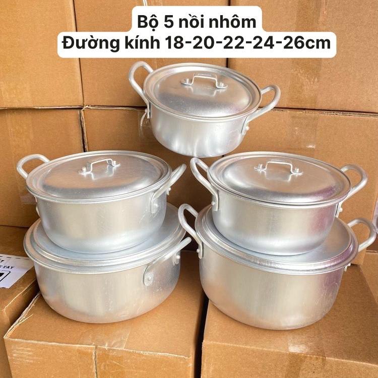 Bộ Nồi Nhôm 5 Món ( Nhôm Chuân Hải Phòng)