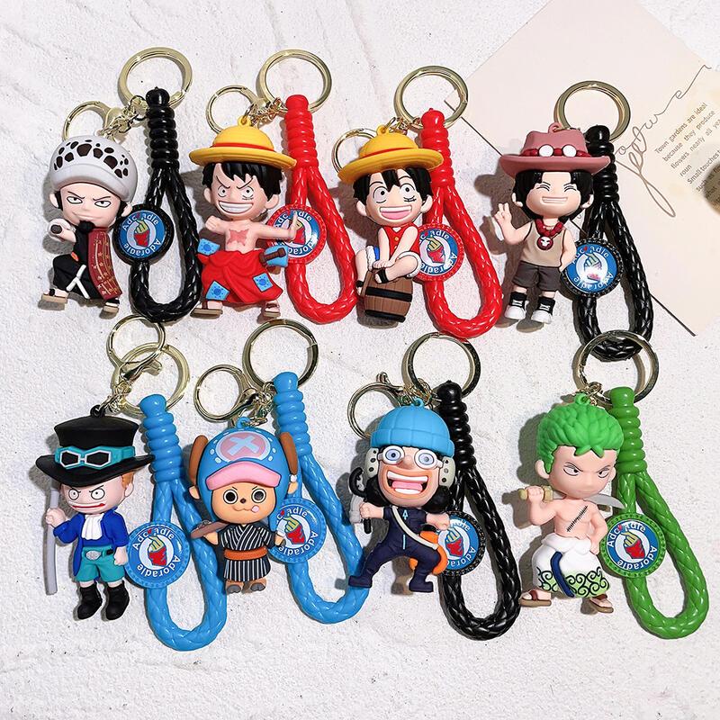 Product Introduction of 1 Pc Cartoon Anime One Piece Braided Rope Luffy Zoro Doll Student Backpack Pendant Car Keychain Children's Toy Party Birthday Gift 11