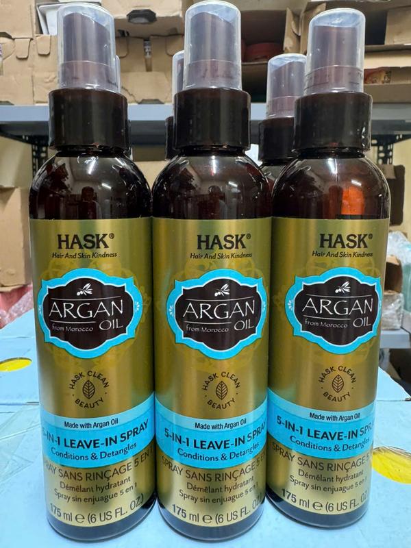 Xịt dưỡng và phục hồi tóc Hask Argan Oil 5-in-1 Leave- In Spay 175ml