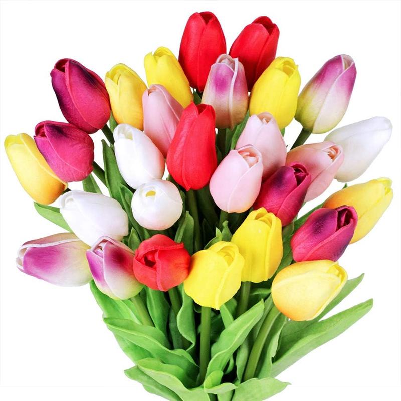 Artificial Tulip Bouquet, Faux Flower Bouquet, Decoration Flower for Home Party Wedding Festival, Fake Flower for Home Kitchen Wedding Holiday Decorations, Valentine's Day Gift Idea 8
