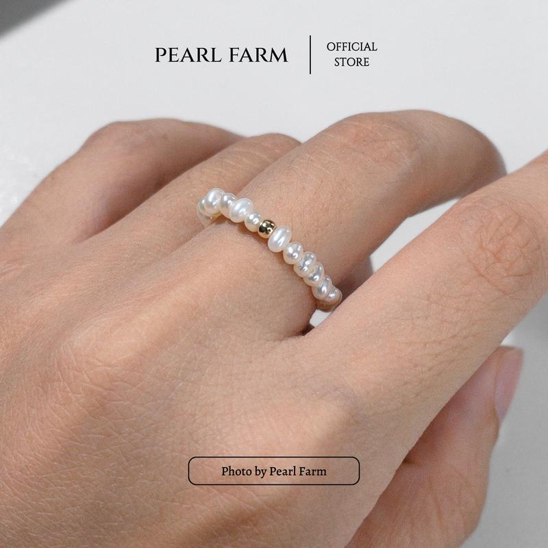 Nhẫn Ngọc Trai Nhí Co Giãn Thời Trang Phối Bi Vàng Cá Tính Pearl Farm 3