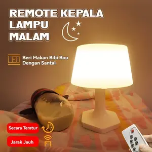 Lampu Meja Minimalis LED Dengan Remote Lampu Tidur LED Putih Lampan Lampu Kamar Aesthetic Rechargeable Atur Tingkat Keterangan Lampu Unik Lampu LED