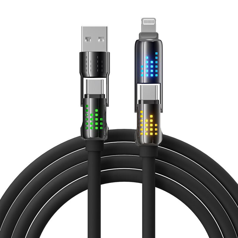 240W Data Cable Four-in-One Colorful Breathing Light Fast Charge Universal Phone Car Multifunction Type-C Charging Cable 8