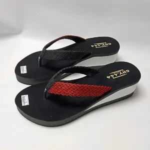 Sandal Wedges Wanita Dewasa Model Jepit Motif Rajut Kombinasi Fashion Terbaru Kren Desain Kren Elegan Cocok untuk Berbagai Kesempatan