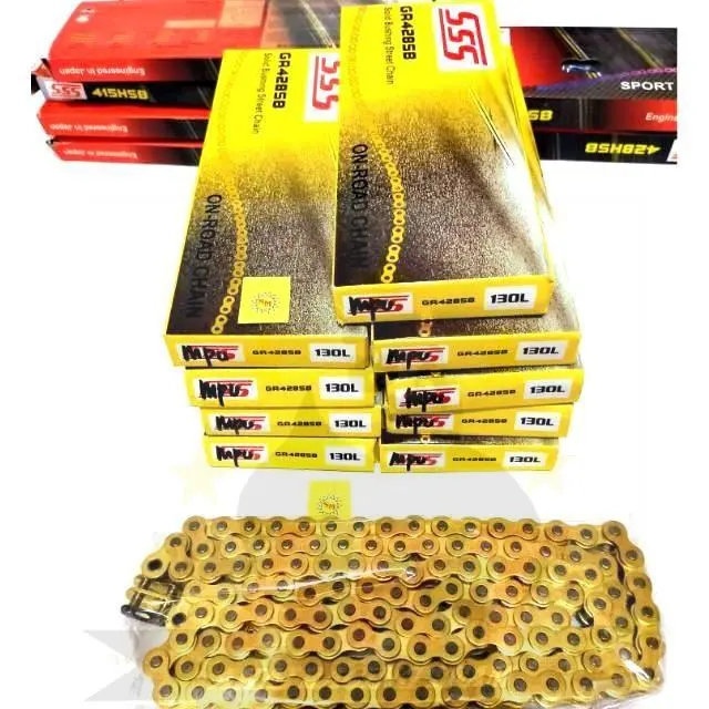 [ Bisa COD ] Rantai SSS Racing Gold Ukuran 428SB Dan 415HSB Panjang 130L Cocok Untuk Motor Vixion Ninja Tiger R15 Cbr Gsx Satria Fu Jupiter Mx Blade Motorcycle