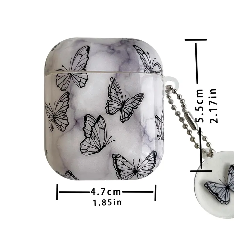 Butterfly Pattern Earphone Case with Hanging Pendant, 1 Count Anti-fall Decorative Earphone Protector Cover Compatible with AirPods2, AirPods3, AirPods Pro, Earphone Protective Case Accessories 2