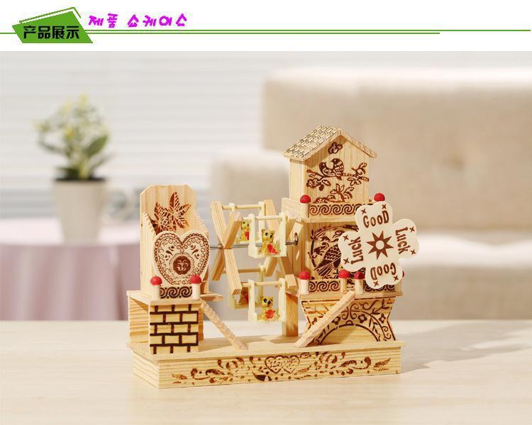 Product Introduction of Three-Story Cottage Windmill Music Box Ornament Creative Desktop Decoration Wooden Eight Tones Student Couple Gift 6