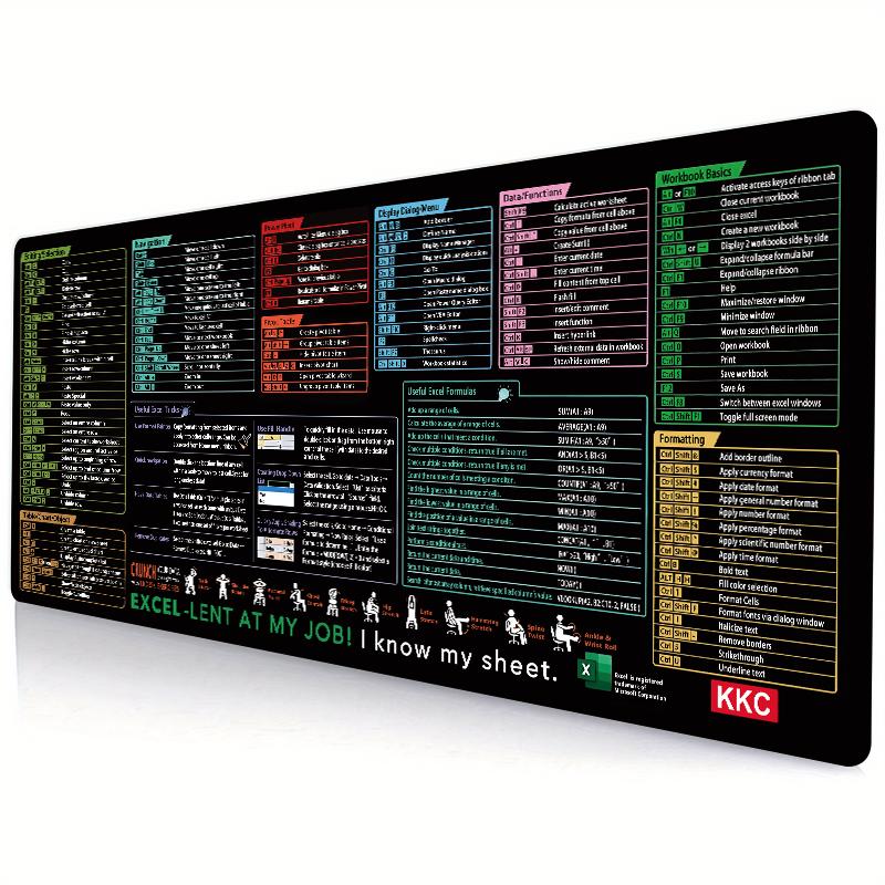 Excel Key Mat Excel Cheat Sheet Desk Mat, Excel Short Cut Mouse Pad, Large - TikTok Shop