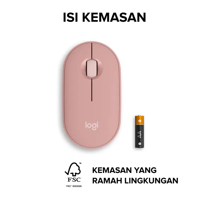 Logitech Pebble 2 M350s Mouse Wireless Bluetooth Slim Silent dilengkapi dengan Baterai untuk Laptop, Computer. Komposisi bahan lebih dari 50% Plastik Daur Ulang Ramah Lingkungan 8