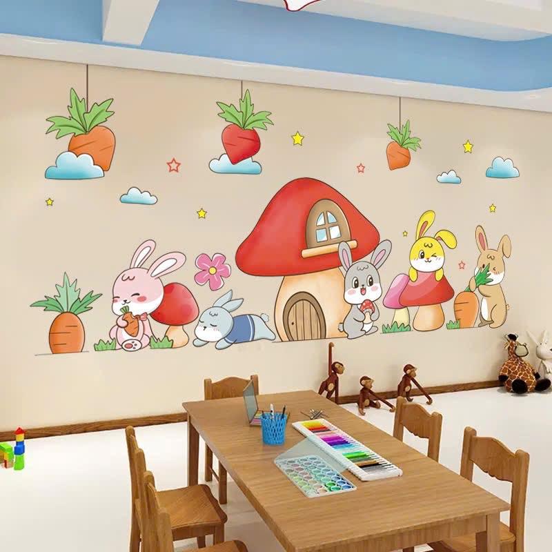  Miếng decal dán tường sẵn keo mẫu Cây Nấm và những người bạn   kt sau dán khoảng 1m3 cao 85cm  miếng  dán  cửa  kính  phòng  ngủ  cute 