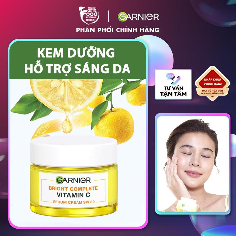  Kem Dưỡng Hỗ Trợ Sáng Da Ban Ngày Garnier Light Complete Whitening Serum Cream SPF30 50ml Skincare 