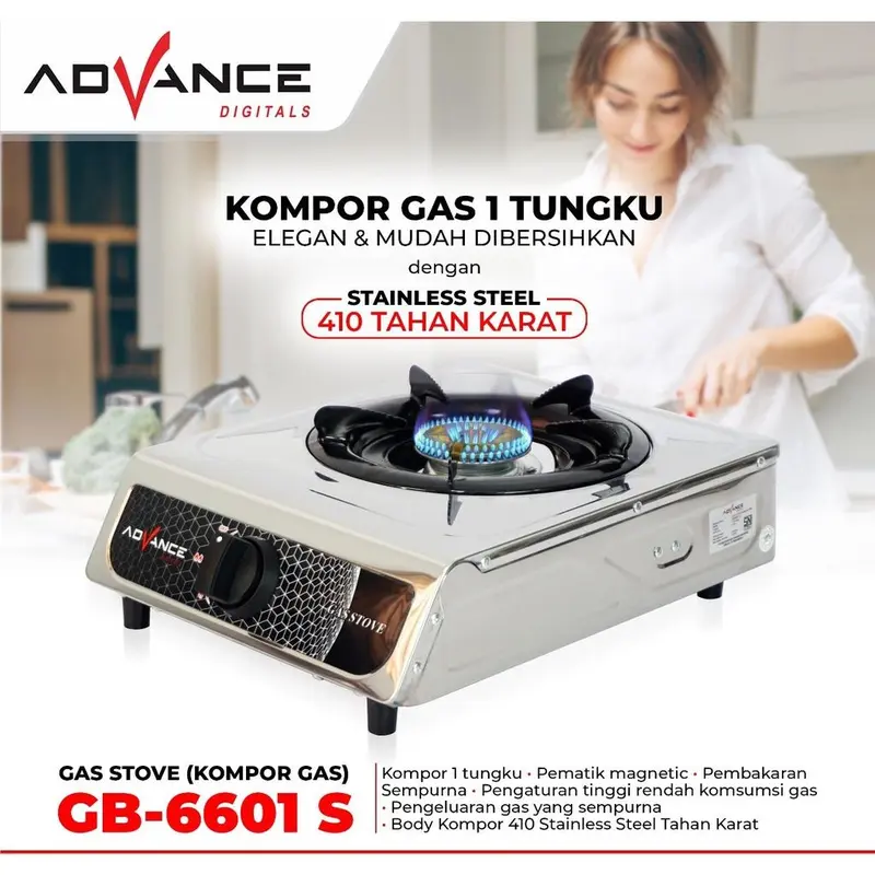 Kompor 1 Tungku Stainless Asli GB6601S / Kompor Gas 1 Tungku Stainless GB6701S Garansi Resmi 4