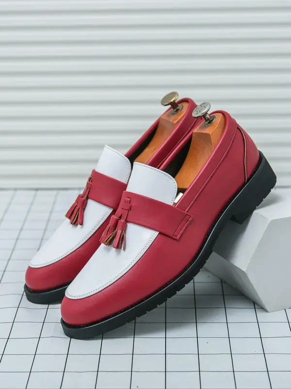 Men's Fashionable Patchwork Design Slip on Loafers, Casual Comfortable Pointed Toe Flat Shoes for Party, Daily Clothing Decor for Men, Footwear 2