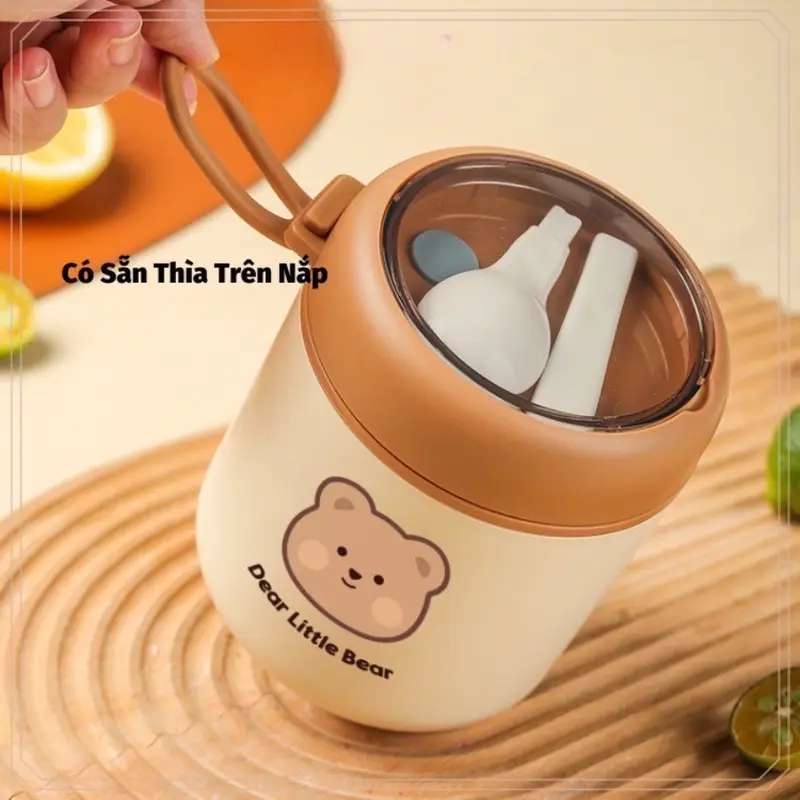 Bình  ủ cháo giữ nhiệt hình gấu ( loại có túi và không túi) 5