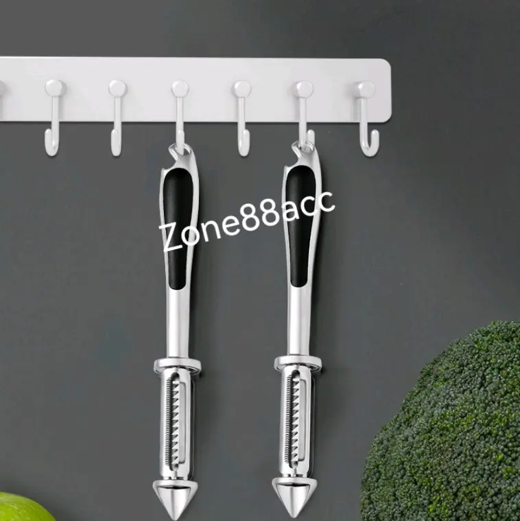 Alat kupas peeler 5in1 pisau pengupas serbaguna multifungsi stainles wortel kentang Buah Besi Dapur Hitam