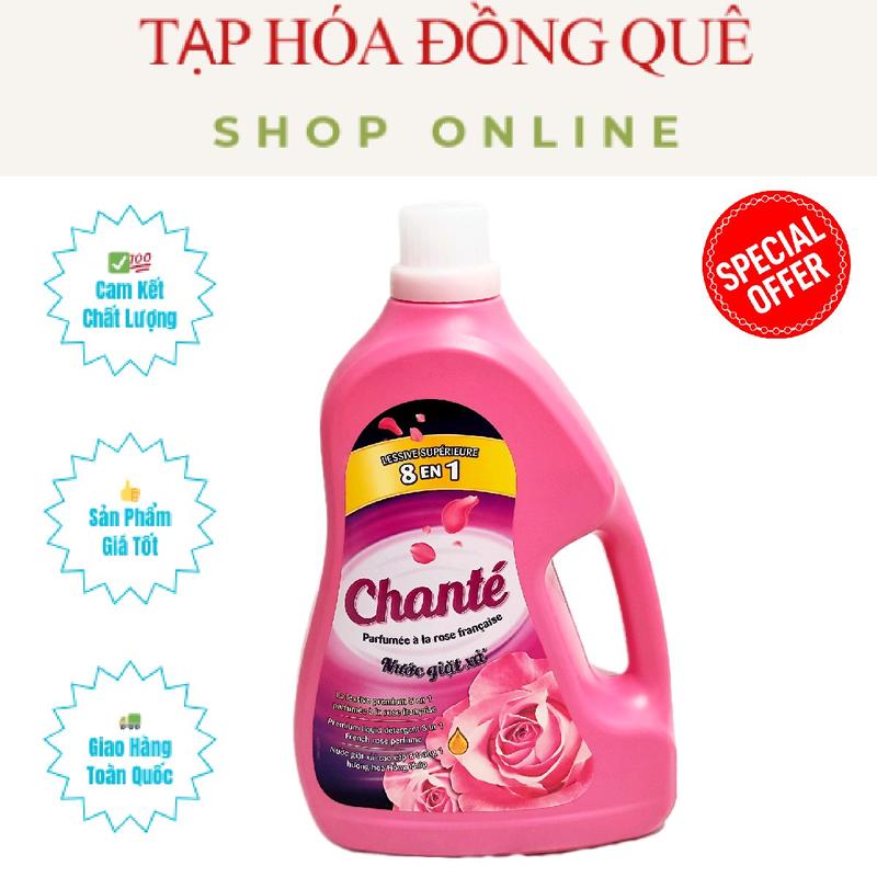 Can Nước Giặt Xả Cao Cấp Chante 8 Trong 1 Hương Hoa Hồng Pháp 3,1Kg nuoc giac