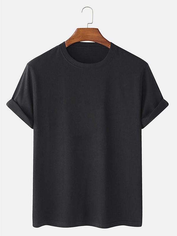 Unisex's Solid Round Neck Short Sleeve Tee, Basic Crew Neck T-Shirt for Daily Wear, Casual Top for All Seasons 2